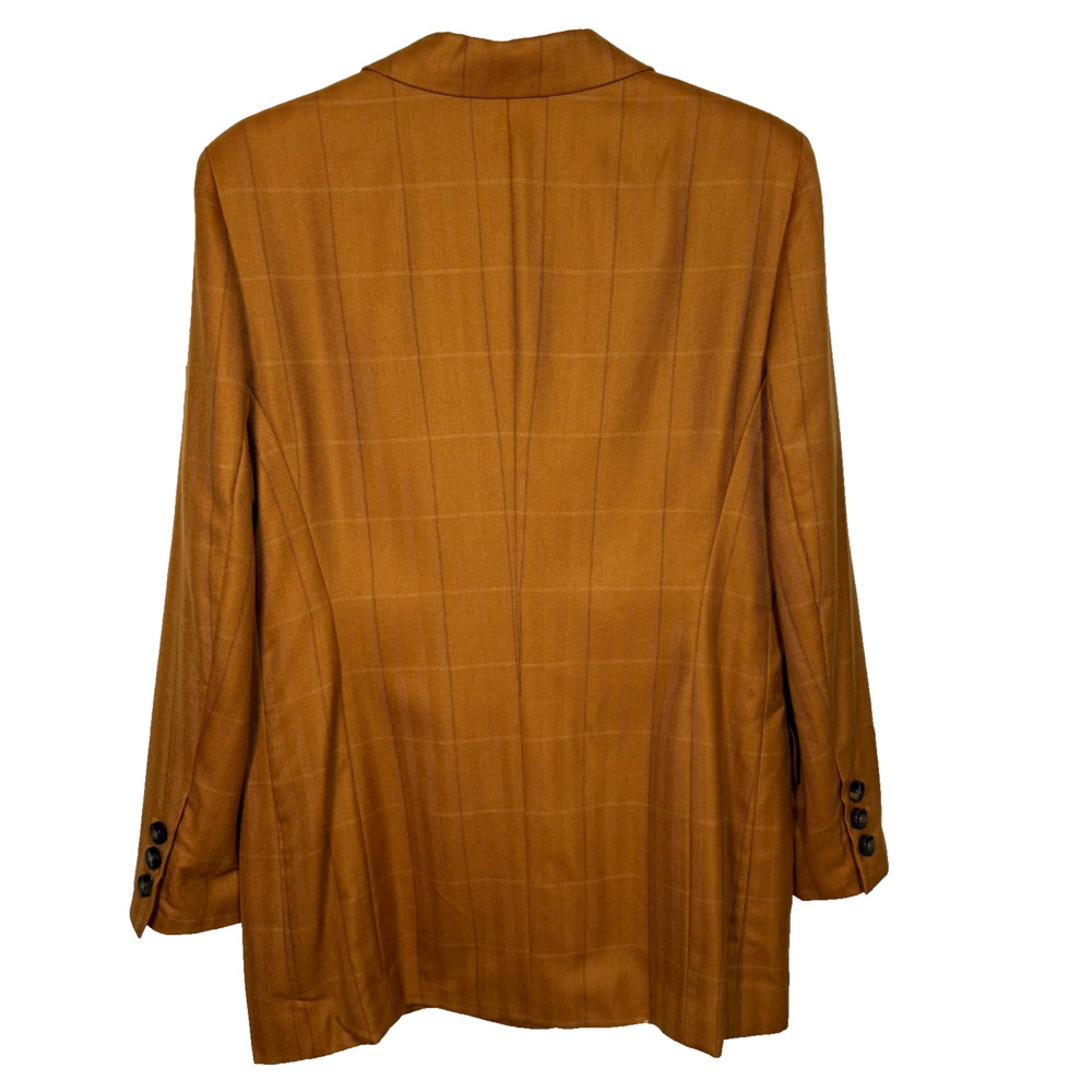Cashmere Vintage Escada Margaretha Ley Plaid Blazer Jacket Rust Gold US 10 - Picture 2 of 13